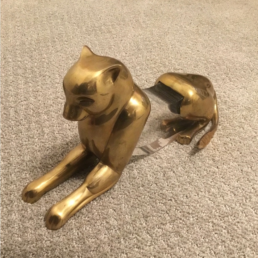 Vintage Rare Dolbi Cashier Brass & Lucite Panther Sculpture.